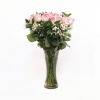 Bouquet with 24 Pink Roses, Baby's Breath and Greenery